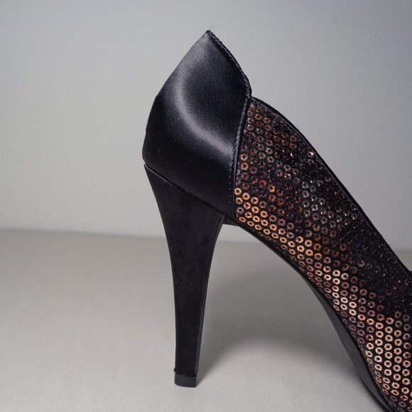 Style & Co. Size 8 M / NAVEAH / Black / Sequin / Satin Heels New Women's Shoes - Picture 3 of 16